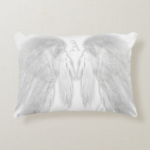 ANGEL WINGS White Custom Monogram Decorative Cushion