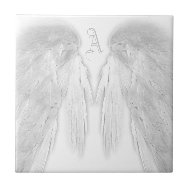 ANGEL WINGS White Custom Monogram Tile (Front)