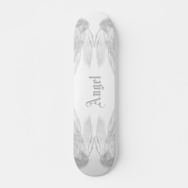 ANGEL WINGS White Custom Name Skateboard (Front)