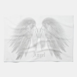 ANGEL WINGS White Custom Name Tea Towel