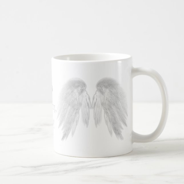 ANGEL WINGS White 'Good Morning' Customisable Text Coffee Mug (Right)