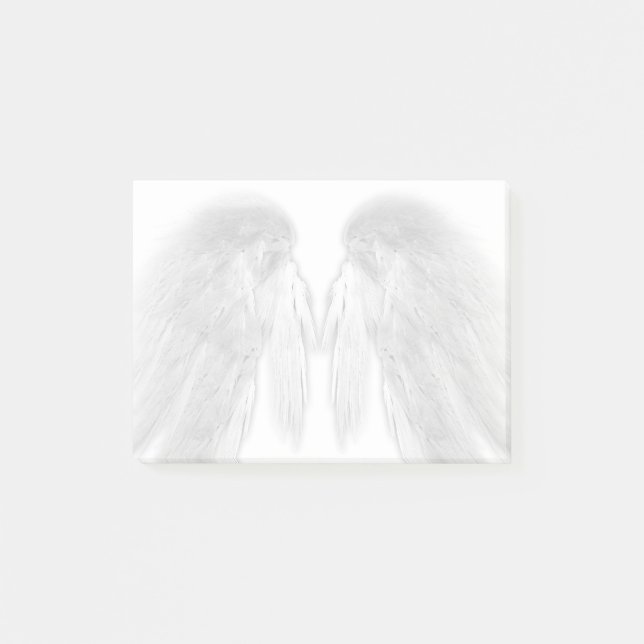 ANGEL WINGS White - Grey Touched Feathers - Post-it Notes (Front)