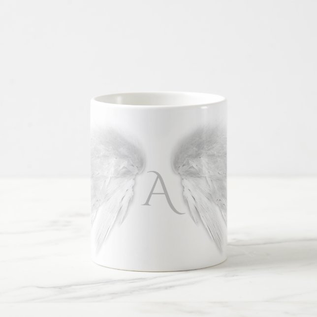 ANGEL WINGS White Monogram Coffee Mug (Center)