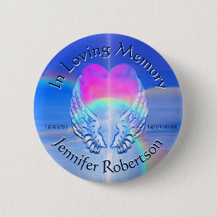 Angel Wings with Heart 6 Cm Round Badge