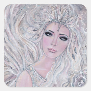 Angel winter Rose by Renee Lavoie  Square Sticker