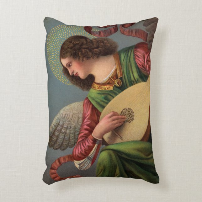 Angel with a Lute Rectangular Pillow (Front(Vertical))