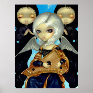 Angel with a Psaltery ART PRINT gothic fairy