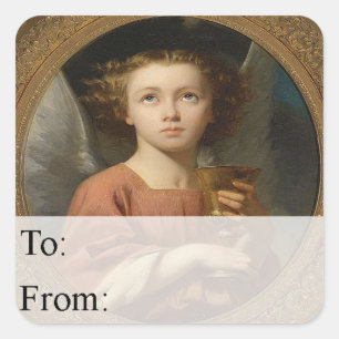 Angel With Chalice Vintage Christmas Gift Tag