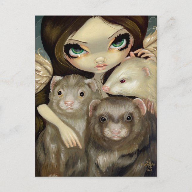 "Angel with Ferrets" Postcard (Front)