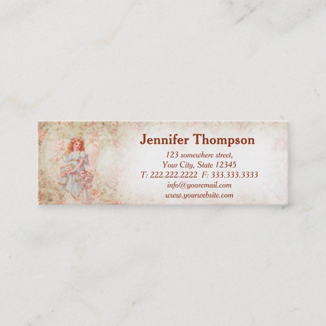 Angel with flowers mini business card (Front)