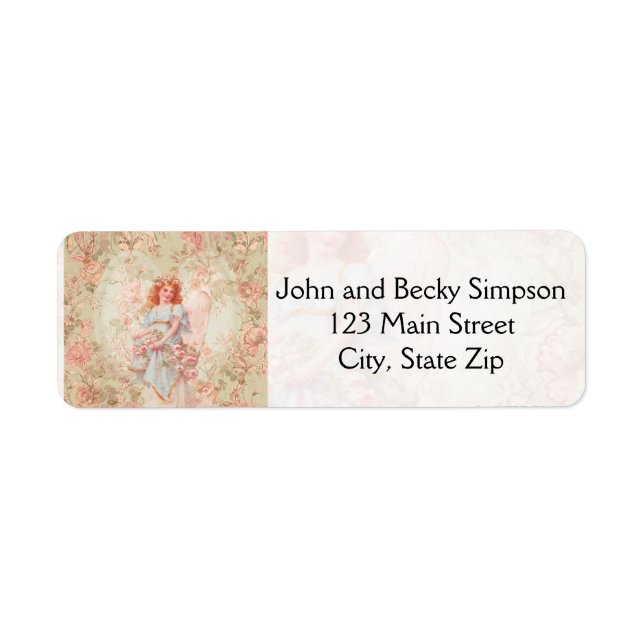 Angel with flowers return address label (Front)