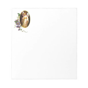 Angel With Harp And Clematis Flowers Notepad