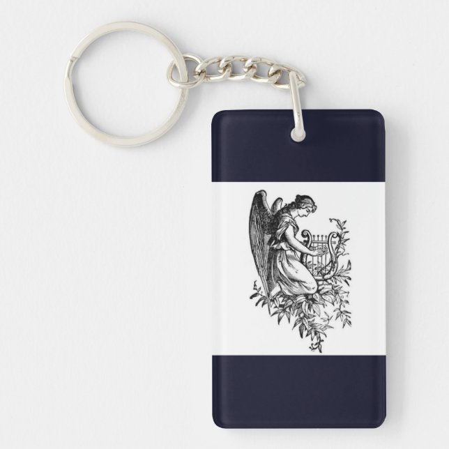 Angel With Harp And Flora Key Ring (Front)