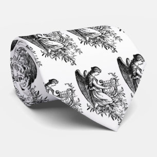 Angel With Harp And Flora Neck Tie