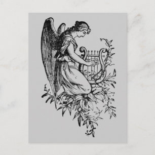 Angel With Harp And Flora Postcard