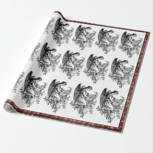 Angel With Harp And Flora Wrapping Paper