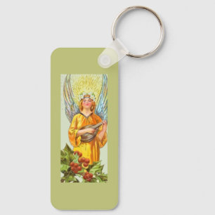 Angel With Holly And Mandolin  Key Ring