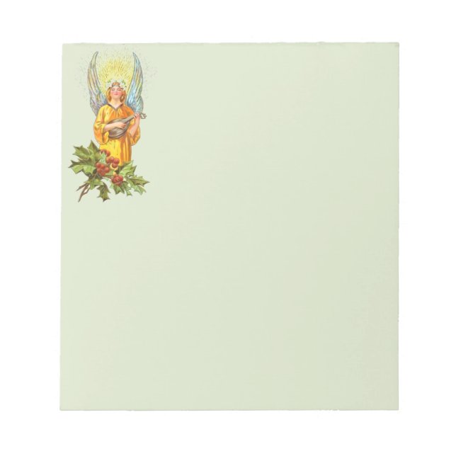 Angel With Holly And Mandolin  Notepad (Front)