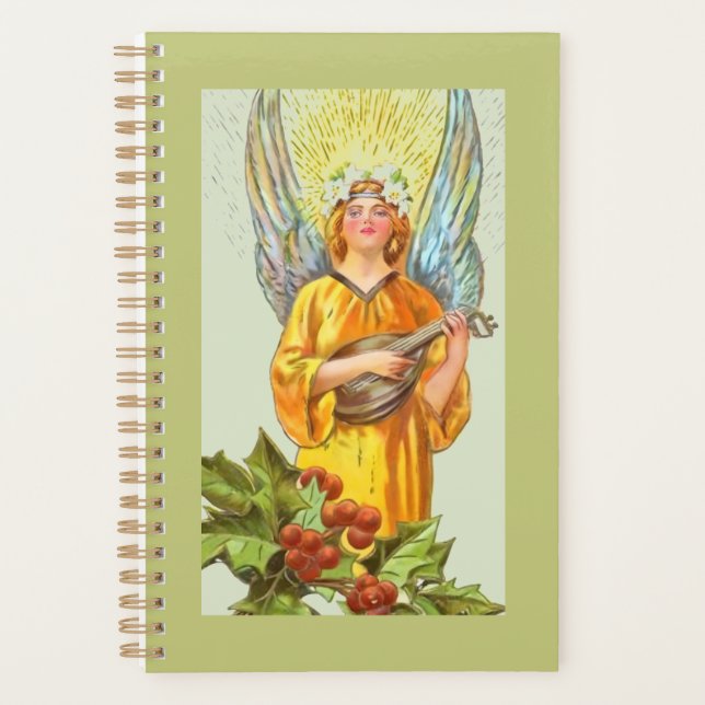 Angel With Holly And Mandolin  Planner (Front)