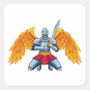 Angel with large sword square sticker