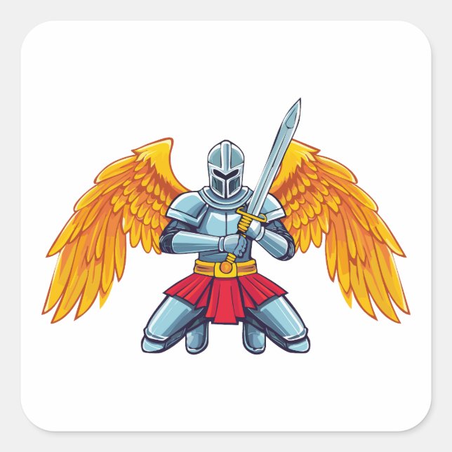 Angel with large sword square sticker (Front)