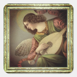 Angel With Mandolin Square Sticker