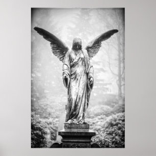 Angel with outstretched wings sculpture poster