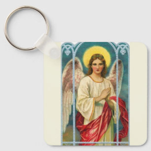 Angel With Pink Ribbon Triptych Key Ring