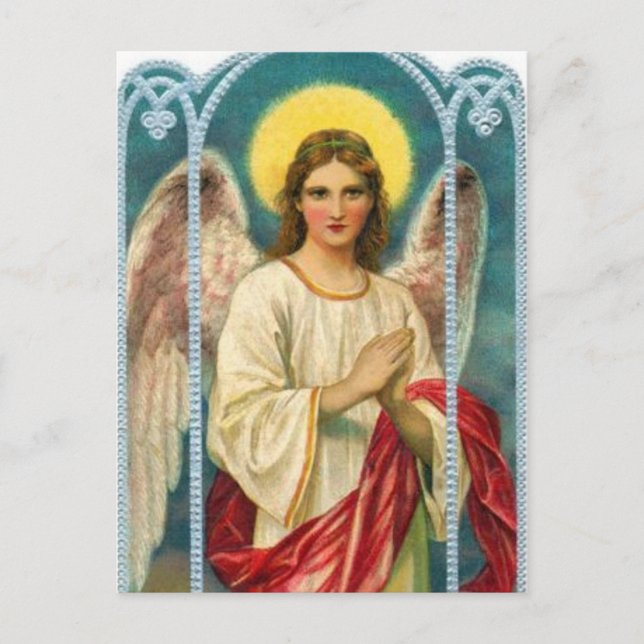 Angel With Pink Ribbon Triptych Postcard (Front)