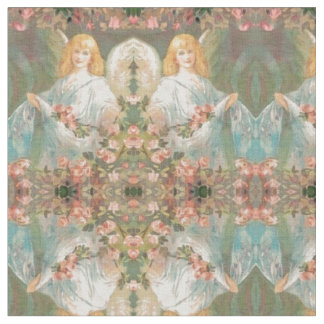 Angel with Pink Roses Pattern Fabric