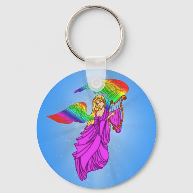 Angel with Rainbow Wings Key Ring (Front)