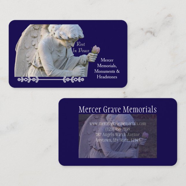 "ANGEL WITH ROSE/REST IN PEACE"  BUSINESS CARD (Front/Back)