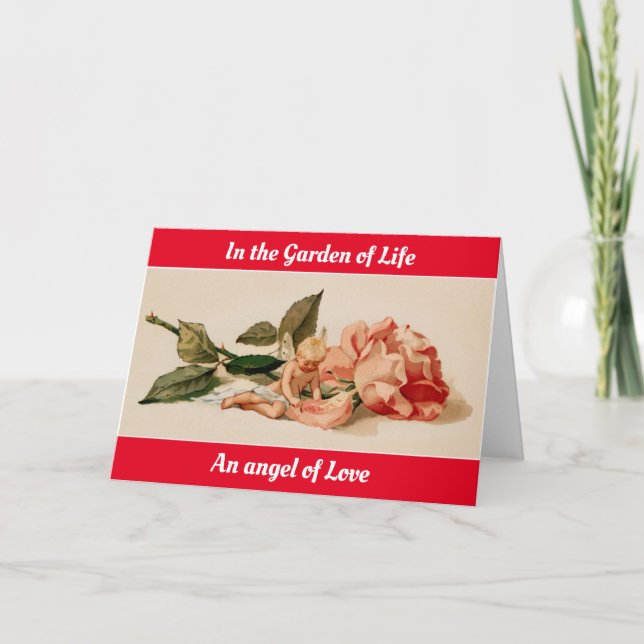 Angel With Rose Valentine For A Wife Holiday Card (Front)