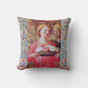 ANGEL WITH ROSES AND RED BLUE GEMSTONES CUSHION