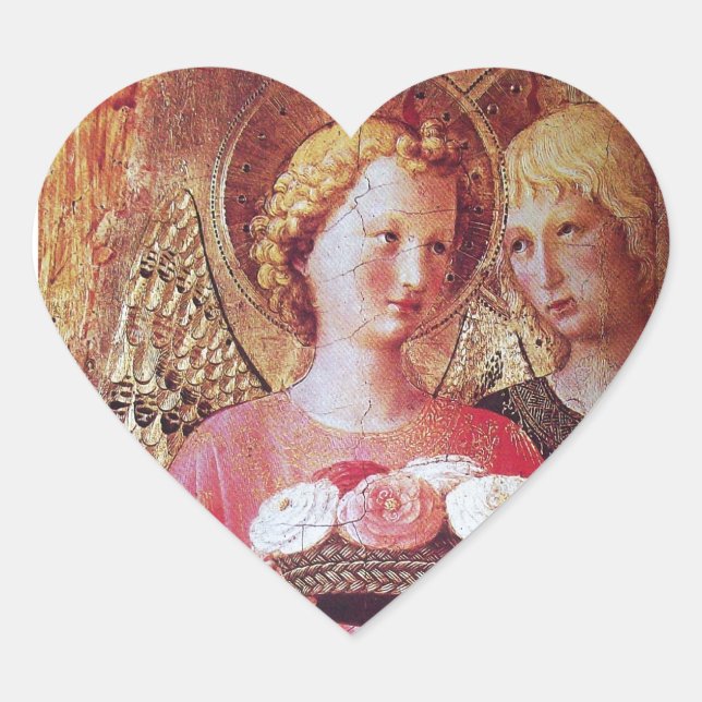ANGEL WITH ROSES HEART STICKER (Front)