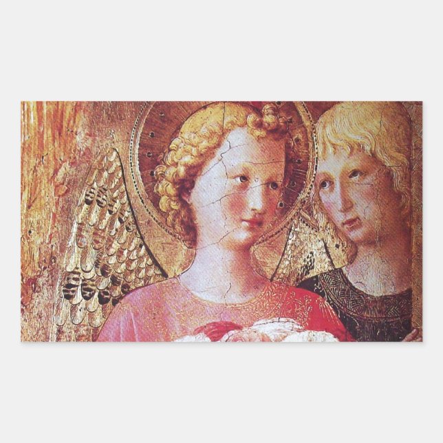 ANGEL WITH ROSES RECTANGULAR STICKER (Front)