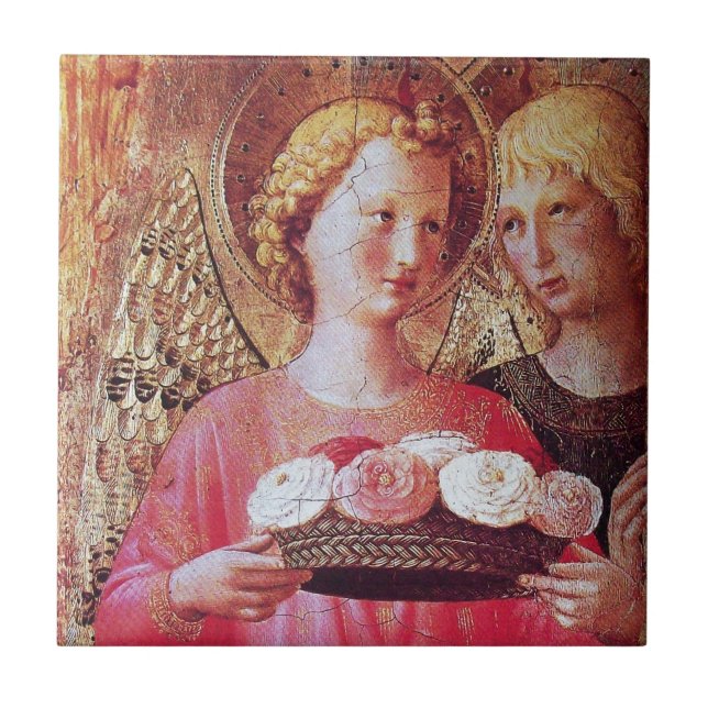 ANGEL WITH ROSES TILE (Front)