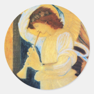 Angel with Trumpet, Burne-Jones Fine Art Classic Round Sticker