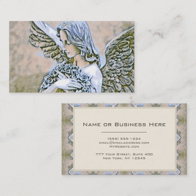 Angel with Wings and Roses Business Card (Front/Back)