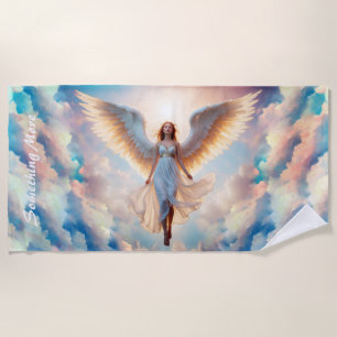 Angel woman wings celestial religion heaven  beach towel