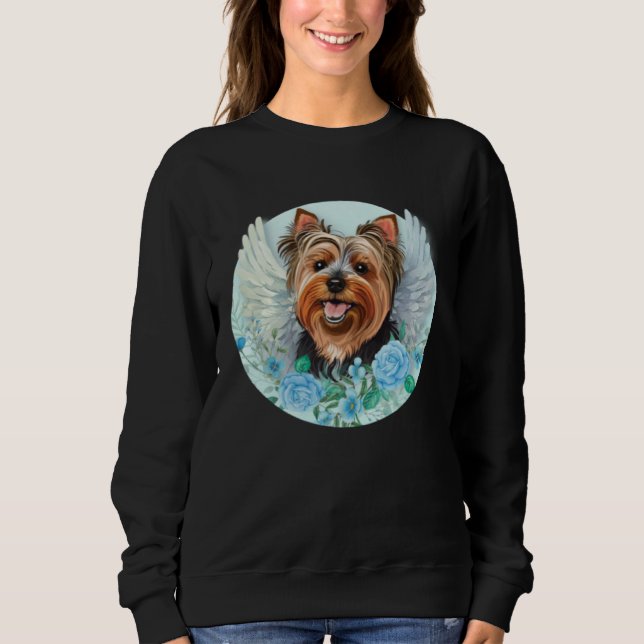 Angel Yorkie with WIngs Yorkshire Terrier Dog Memo Sweatshirt (Front)