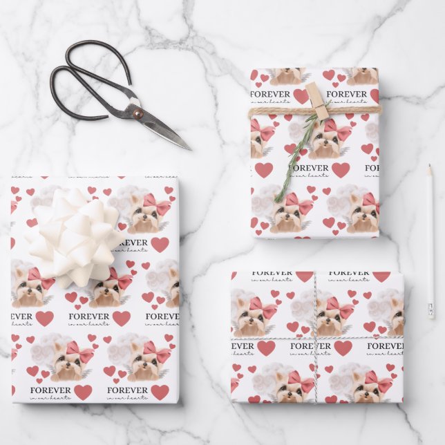 Angel Yorkie Wrapping Paper Flat Sheet Set of 3 (Front)