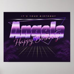 Angela Name Vorname lila retro Poster Geburtstag