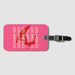 Angeles Travel Art, California, Travel Art, Pink Luggage Tag