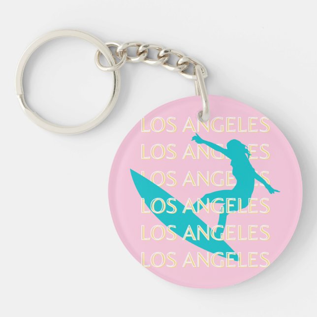 Angeles Travel Art, California, Travel Art, Preppy Key Ring (Front)