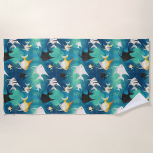 Angelfish Aquarium Pattern Beach Towel