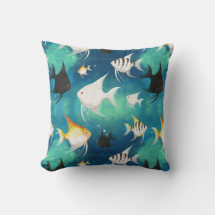 Angelfish Aquarium Pattern Cushion