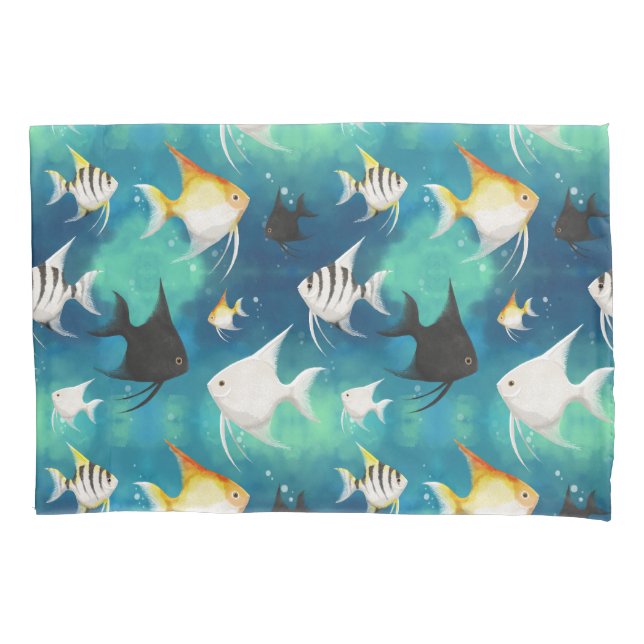 Angelfish Aquarium Pattern Pillowcase (Front)