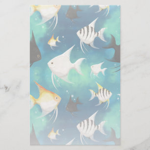 Angelfish Aquarium Pattern Stationery