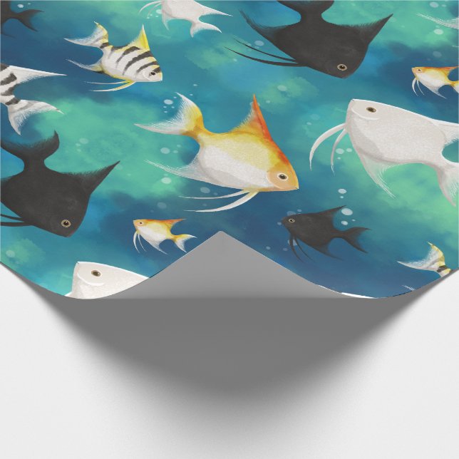 Angelfish Aquarium Pattern Wrapping Paper (Corner)
